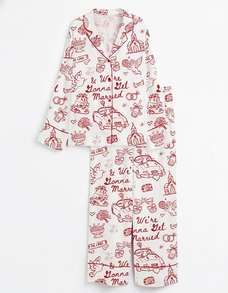 We're Gonna Get Married Wedding Satin Pajama Set, Going To The Chapel Bridal Party Wedding Day Pajama Set, Pjs Wedding Nightwear Gifts Her