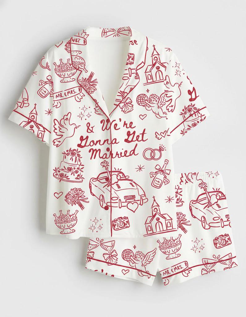 We're Gonna Get Married Wedding Satin Pajama Set, Going To The Chapel Bridal Party Wedding Day Pajama Set, Pjs Wedding Nightwear Gifts Her