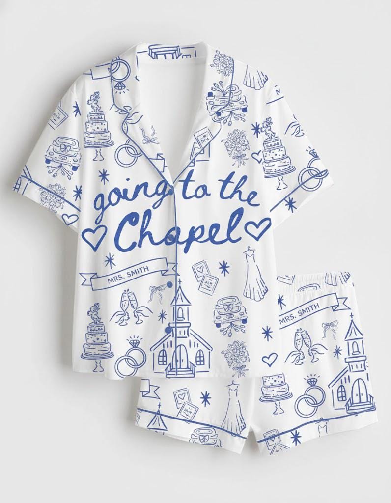 Going To The Chapel Pajama Wedding Set, Gonna Get Married Coquette Wedding Bride Sleepwear Set, Engagement for Bride, Set Gifts For Women