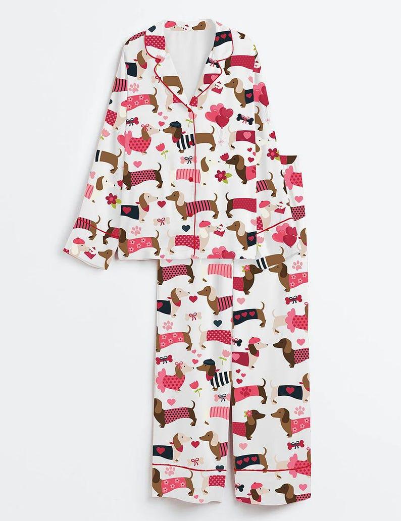Beach Print Pajama Set: Women's Satin Loungewear