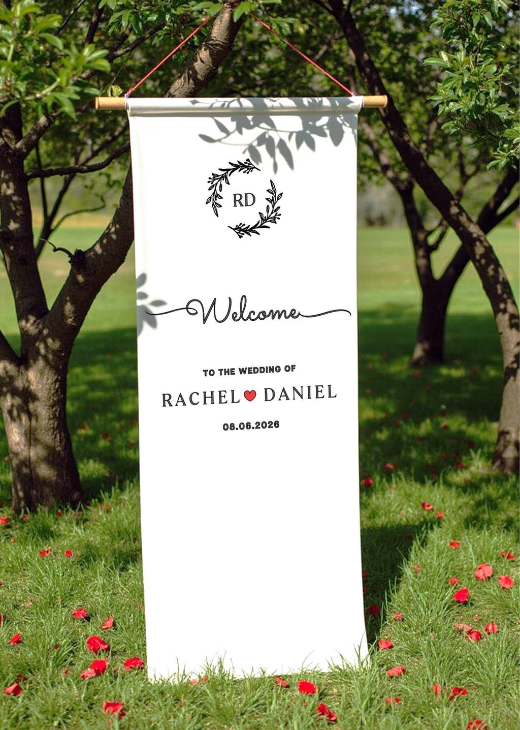 Custom Fabric Wedding Welcome Sign • Modern Linen Wedding Sign • Wedding Banner • Engagement Party • Signwinter engagement decor