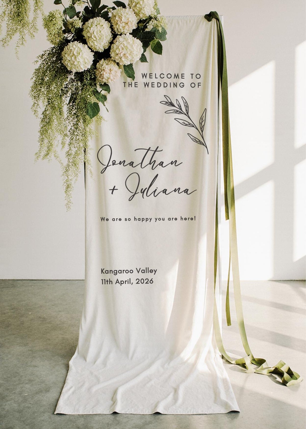 Custom Fabric Wedding Welcome Sign • Modern Linen Wedding Sign • Wedding Banner • Engagement Party • Signwinter engagement decor