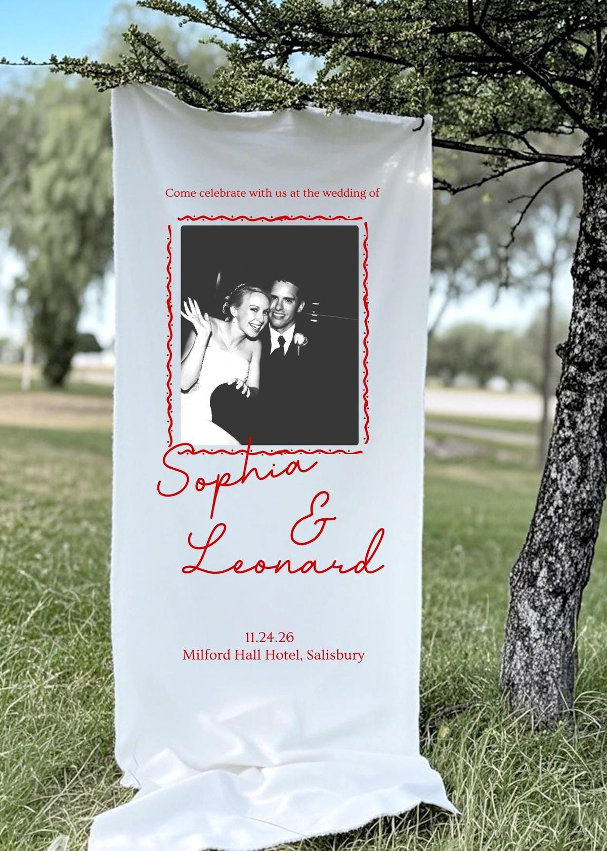 Custom Fabric Wedding Welcome Sign • Modern Linen Wedding Sign • Wedding Banner • Engagement Party • Signwinter engagement decor