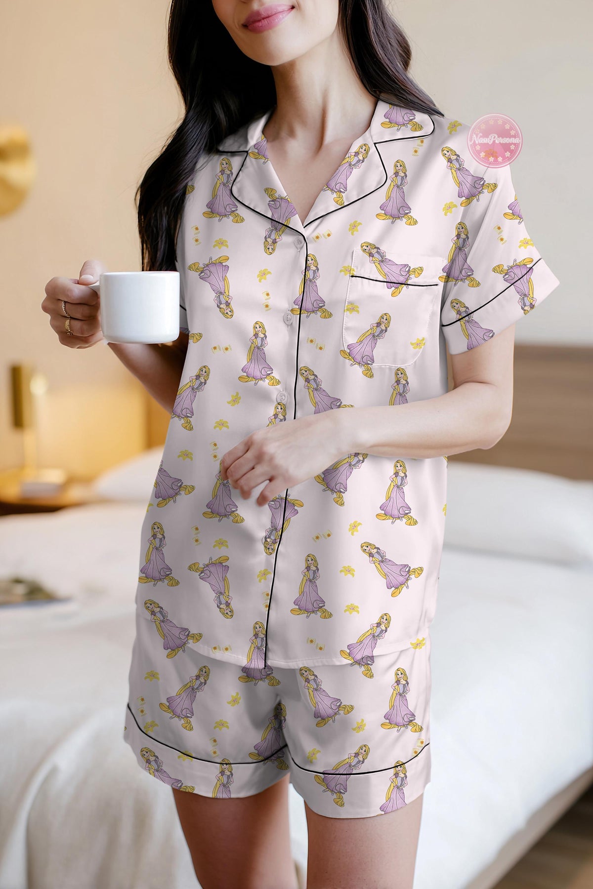 Rapunzel Tangled Pajama Set, Disney Princess Holiday Pajama, Coquette Bow Pajama Pants, Disney Rapunzel Pajama, For Women Kids, Gift for her