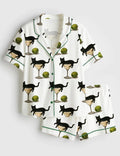 Beach Print Pajama Set: Women's Satin Loungewear