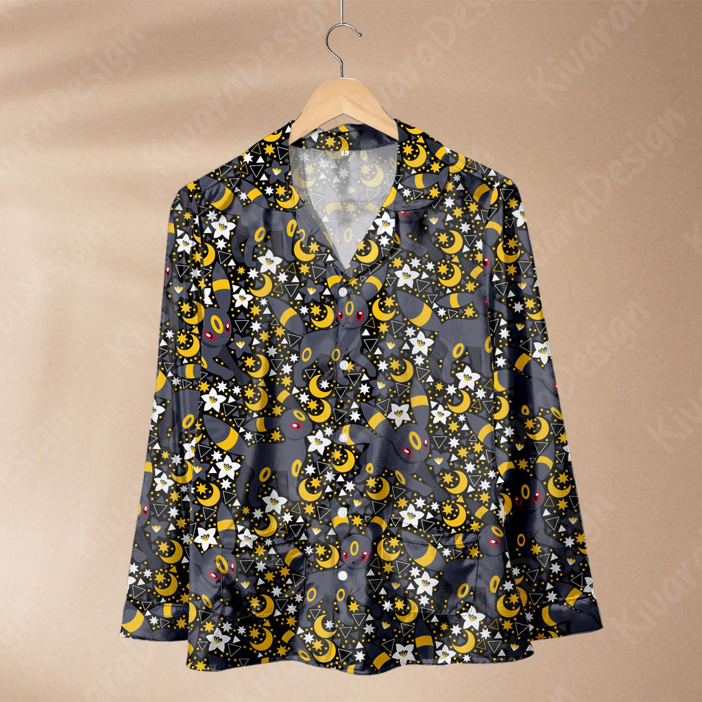 Dark Moon Eeveelutions Pajama Set, Night Sleepwear Polyester Pajamas, Video Game Anime Loungewear Fans