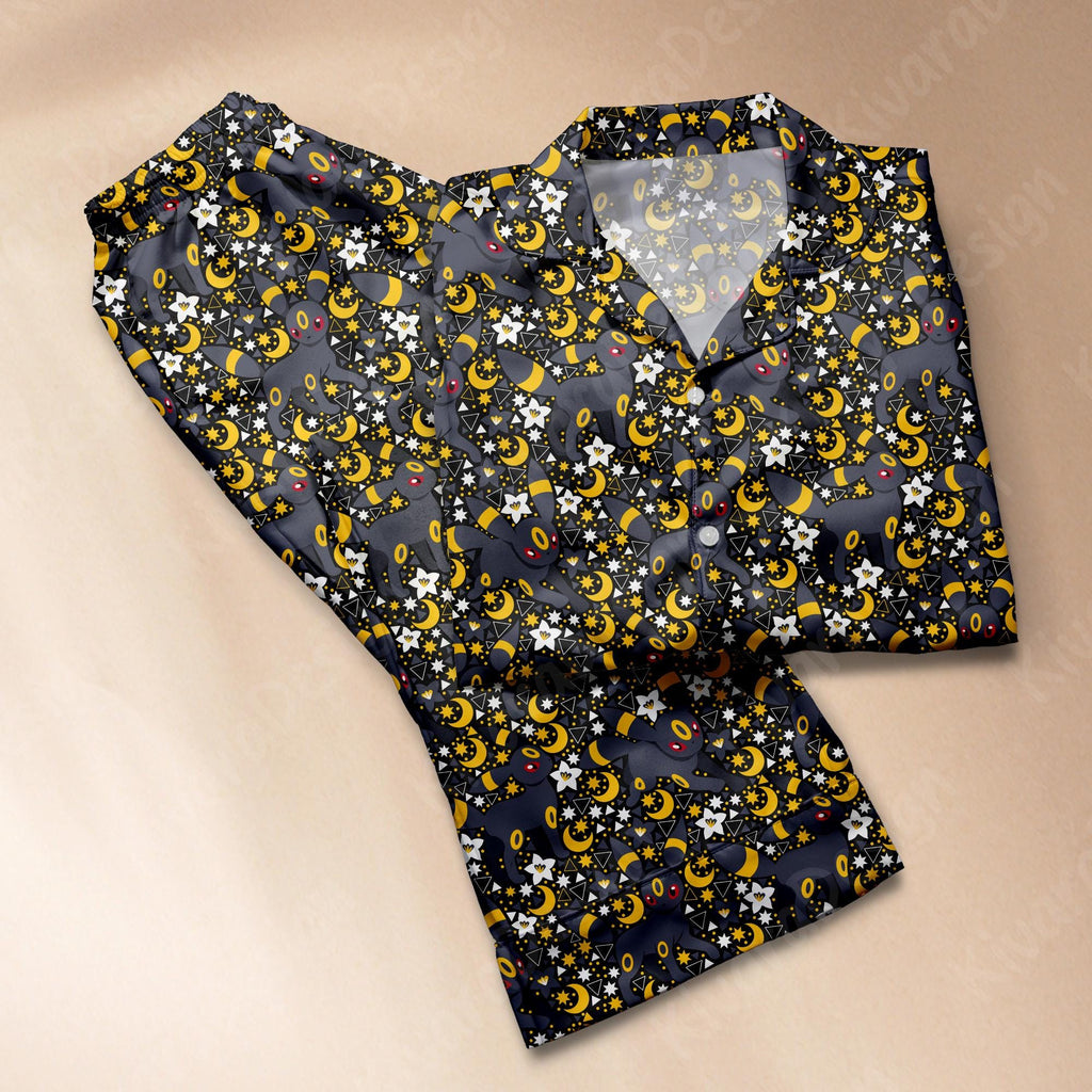 Dark Moon Eeveelutions Pajama Set, Night Sleepwear Polyester Pajamas, Video Game Anime Loungewear Fans