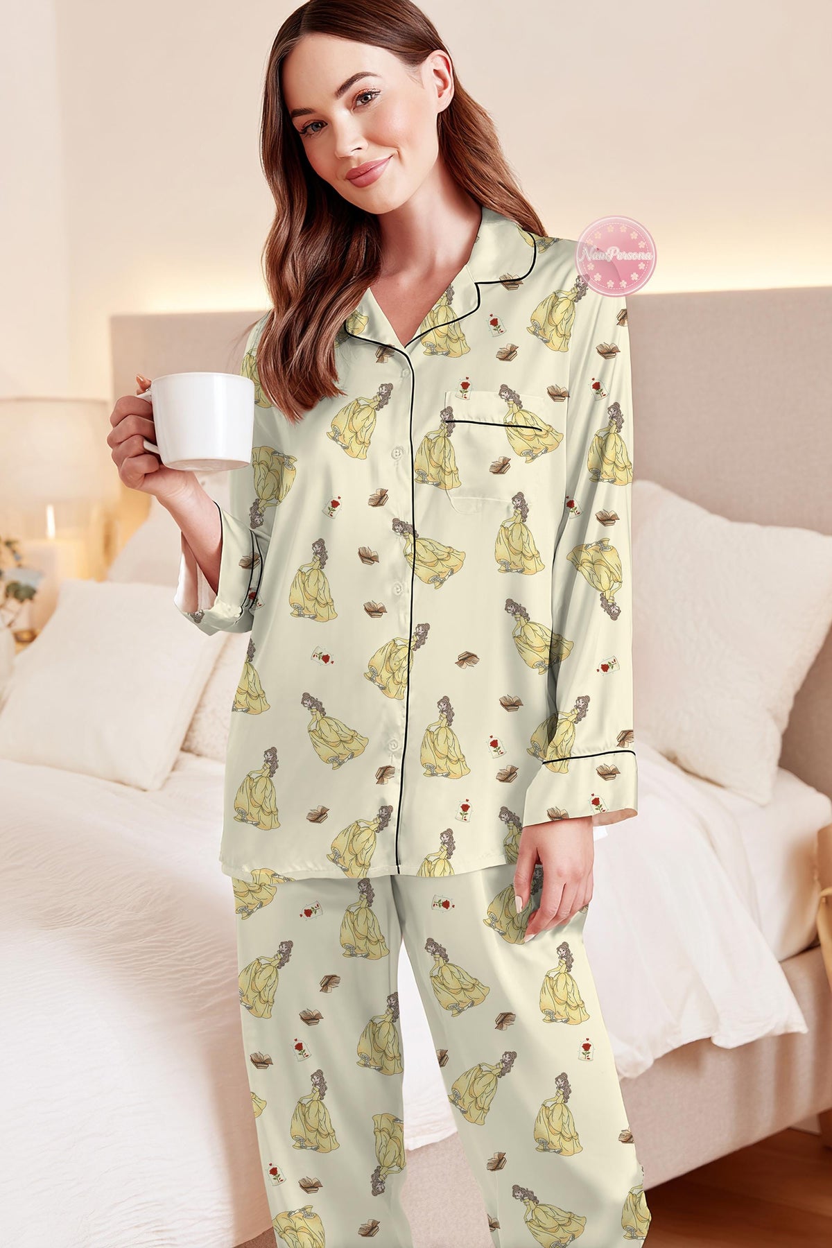 Belle Princess Pajamas Set, Beauty and the Beast Pajamas, Tale as Old as Time Pajamas, Disney Matching Pajamas, Girly Disney Sleepwear