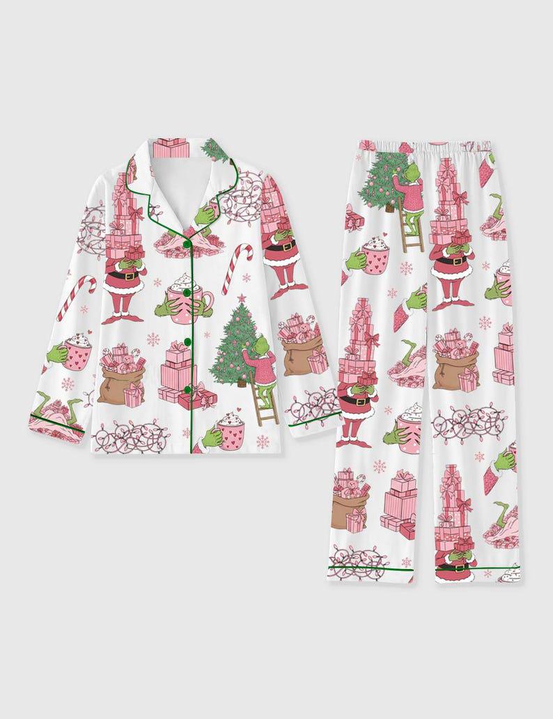 Beach Print Pajama Set: Women's Satin Loungewear