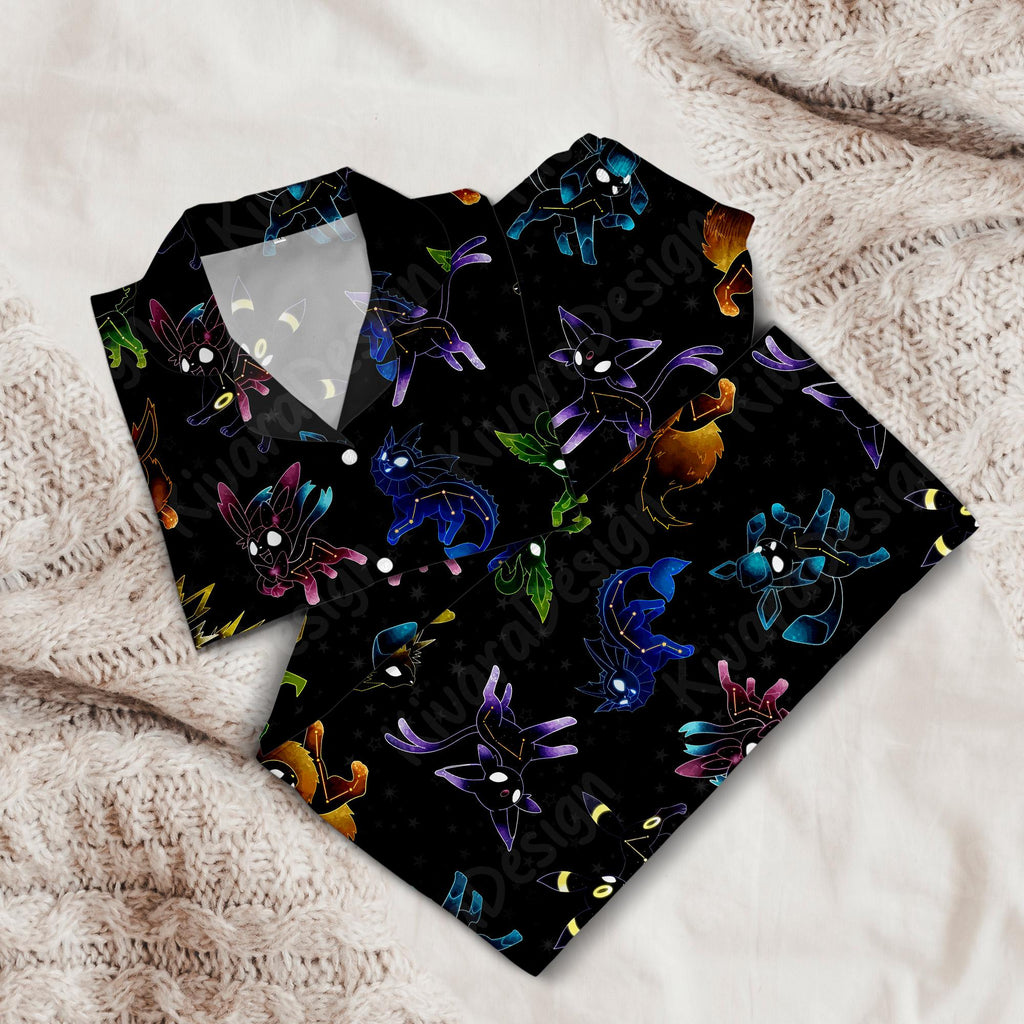 Evolutions Pajama Set, Night Style Sleepwear Polyester Pajamas, Video Game Anime Loungewear Fans