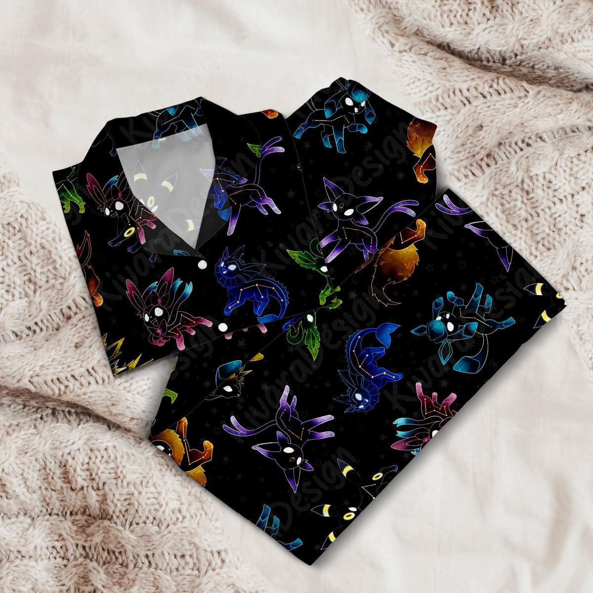 Evolutions Pajama Set, Night Style Sleepwear Polyester Pajamas, Video Game Anime Loungewear Fans