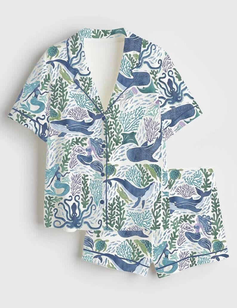 Ocean Animal Pajama Set – Women's Sea Life Print Sleepwear