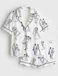 Bridal Pajama Set – Romantic Wedding Couple Line Art Print Sleepwear