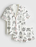 Wedding Icon Pajama Set – Bridal Party Sleepwear, Celebration Print
