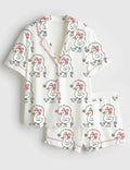 Silly Goose Pajama Set Women Silky Sleepwear Goose Print Loungewear