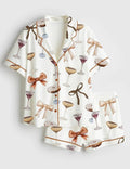 Martini Print Pajama Set – Women's Short Sleeve Sleepwear