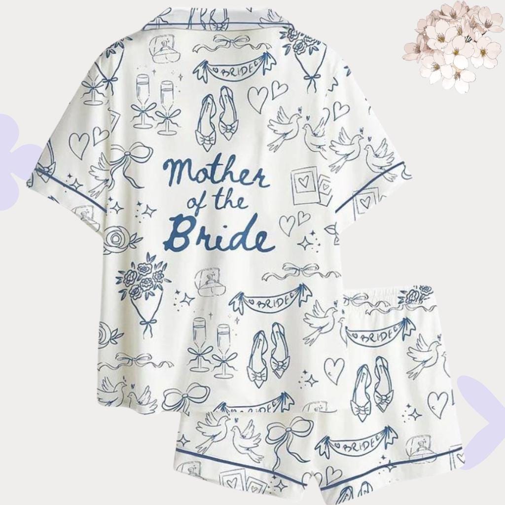 Mother of the Bride Blue Toile Pajama Set – Bridal Party Gift PJs