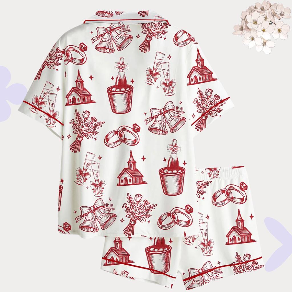 Wedding Toile Pajamas for Bride – Romantic Bridal Morning Sleepwear