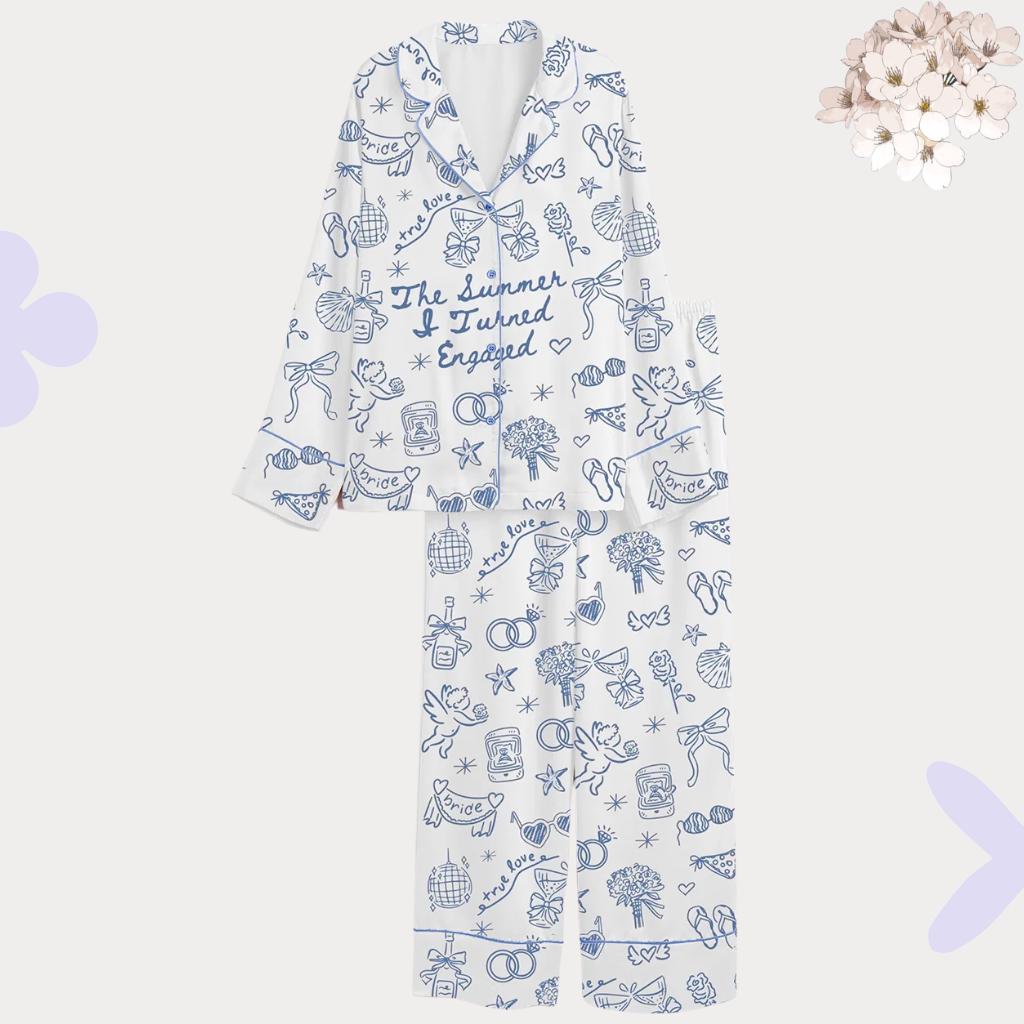 Bridal Toile Pajama Set – Engagement & Bachelorette Party Sleepwear