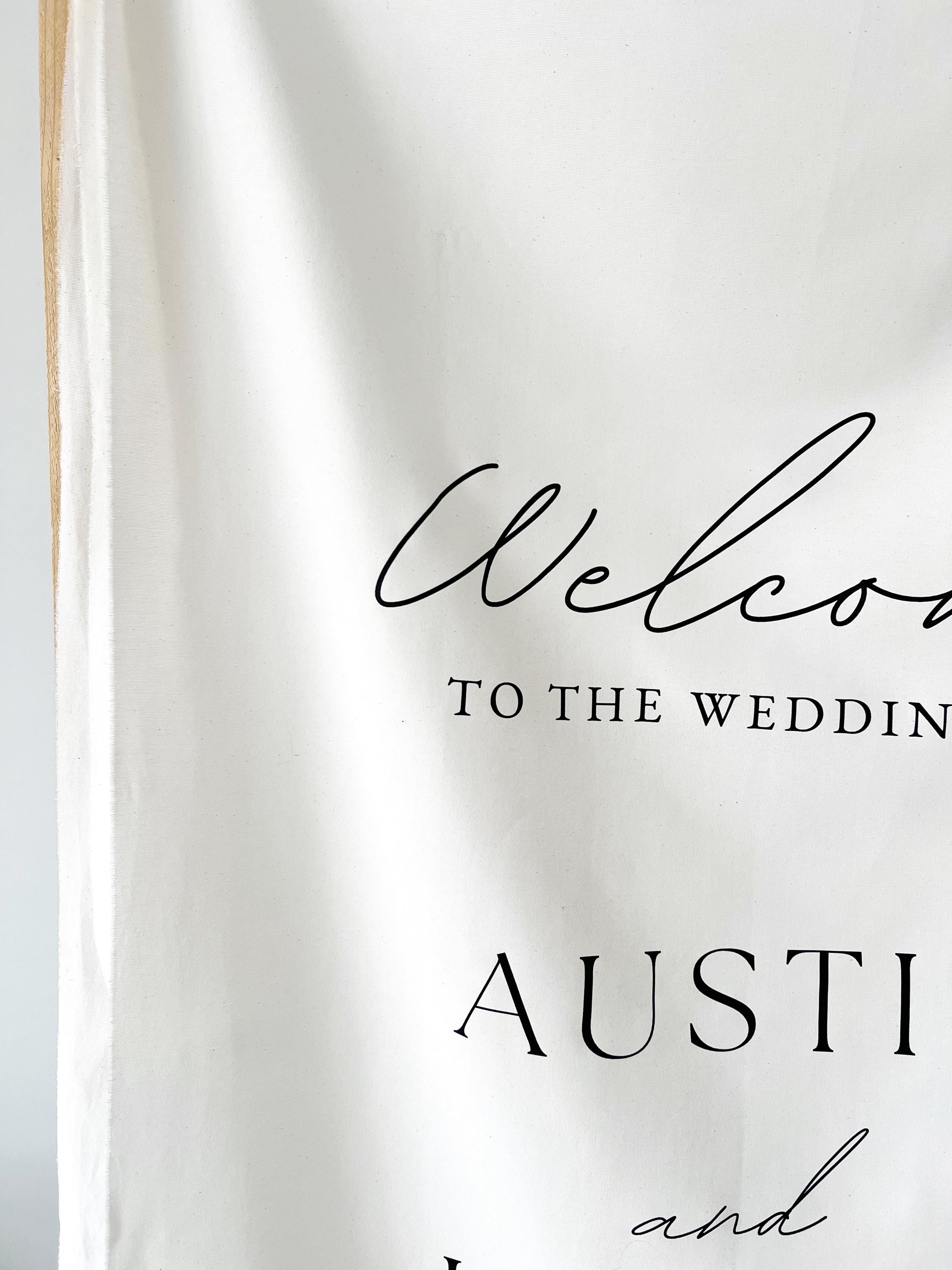 Custom Welcome Sign, Fabric Wedding Sign, Custom Linen Wedding Sign, Linen Wedding Banner, Wedding Decoration, Engagement Party Sign