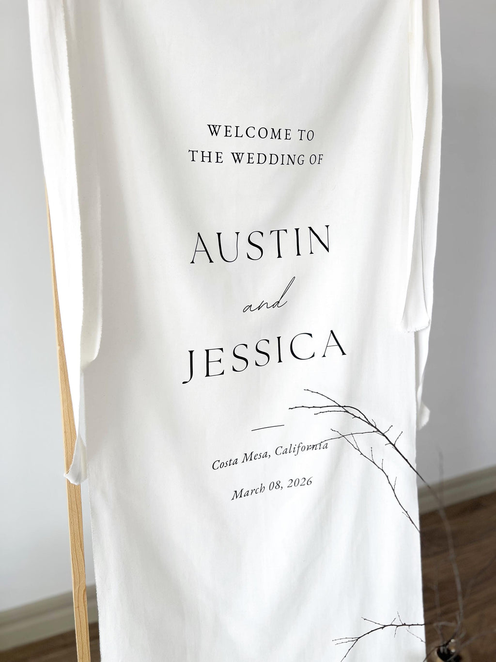 Custom Fabric Wedding Welcome Sign, Minimalist Wedding Entrance Sign, Outdoor Ceremony Decor, Fabric Wedding Banner – Custom Wedding Sign