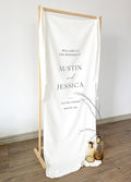 Custom Fabric Wedding Welcome Sign, Minimalist Wedding Entrance Sign, Outdoor Ceremony Decor, Fabric Wedding Banner – Custom Wedding Sign