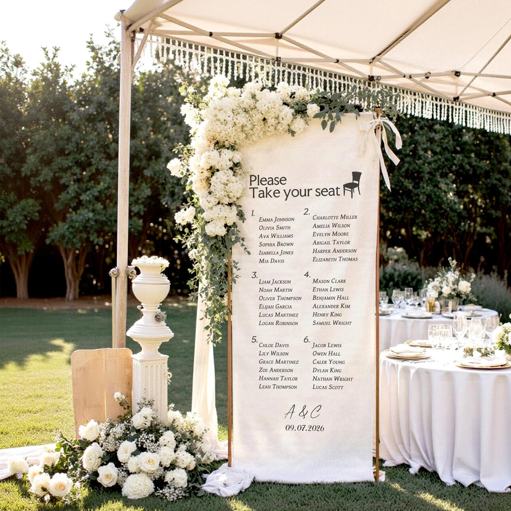 Custom Linen Wedding Sign Fabric Wedding Welcome Sign Boho Wedding Decor