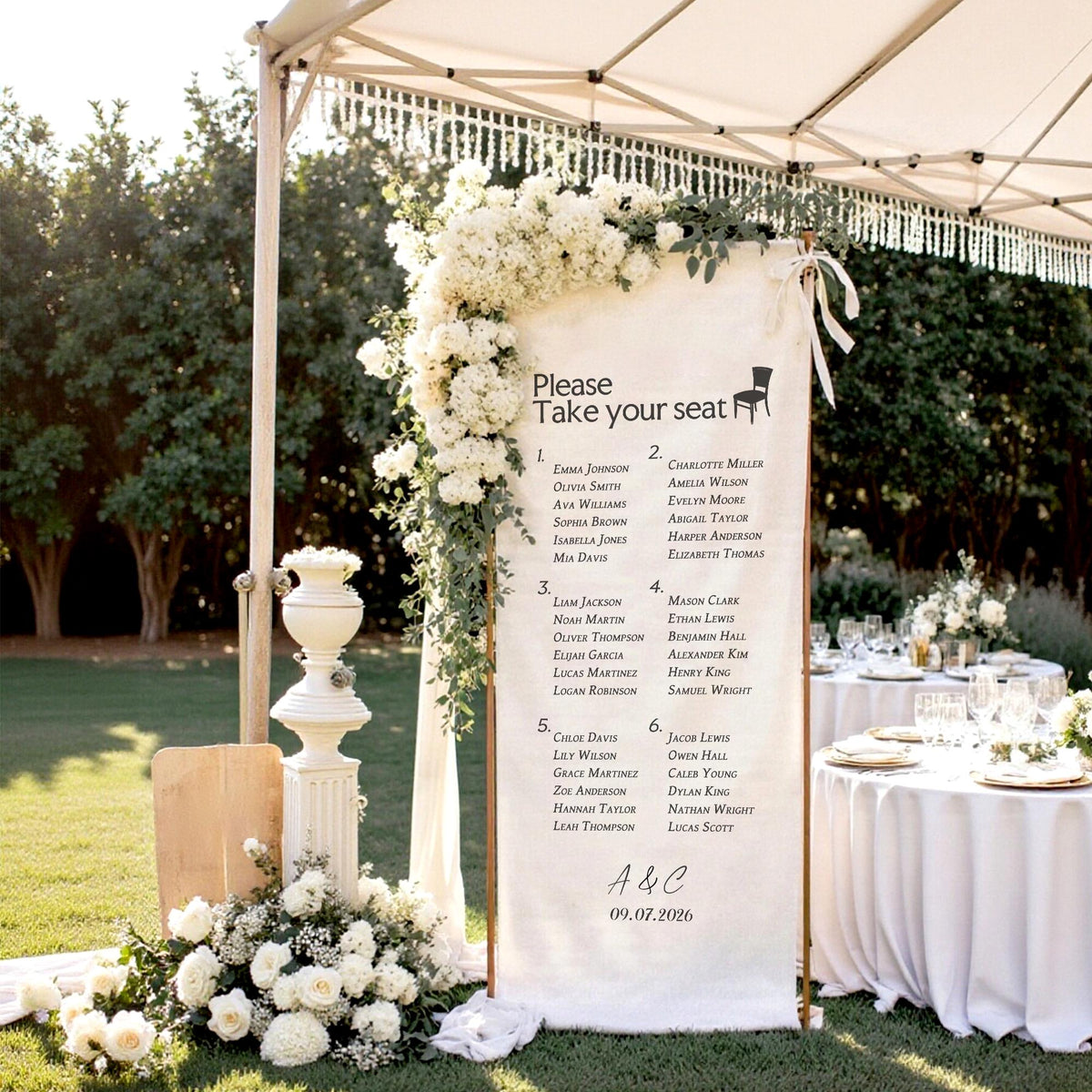 Custom Linen Wedding Sign Fabric Wedding Welcome Sign Boho Wedding Decor