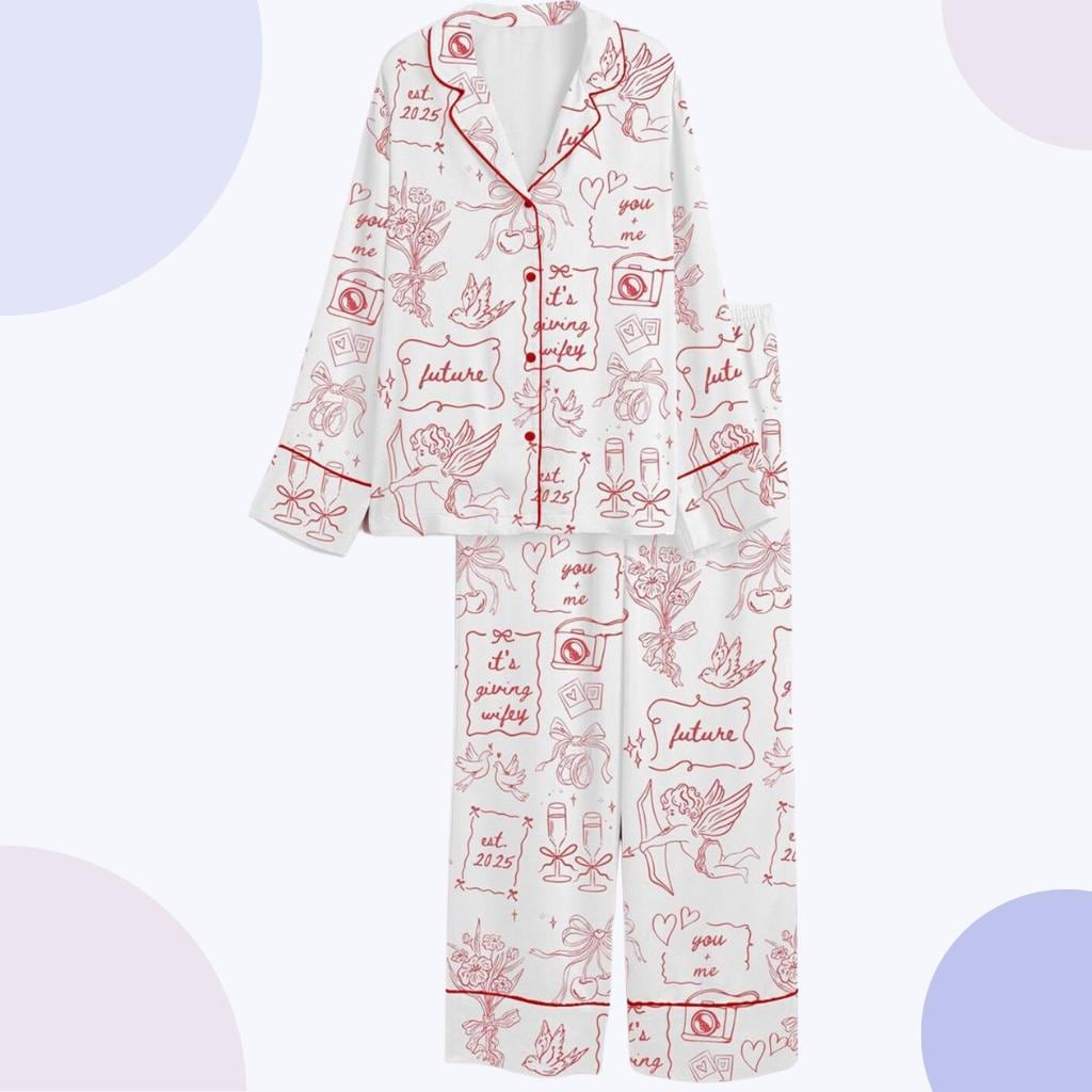 Future Mrs. Pajama Set – Romantic Cupid Toile Bridal Shower Sleepwear