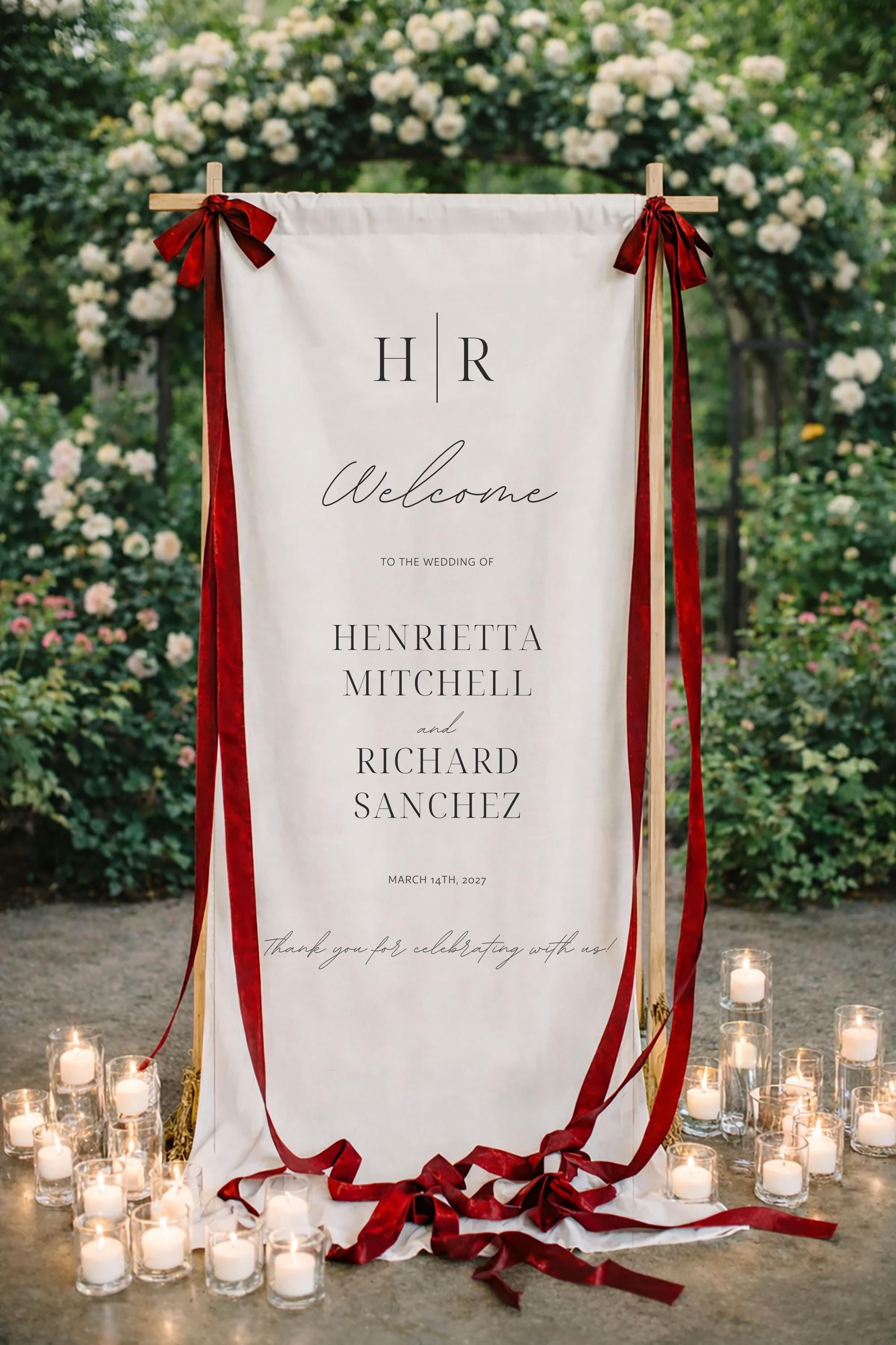 Custom Fabric Wedding Welcome Sign: Modern Polyester Ceremony Decor