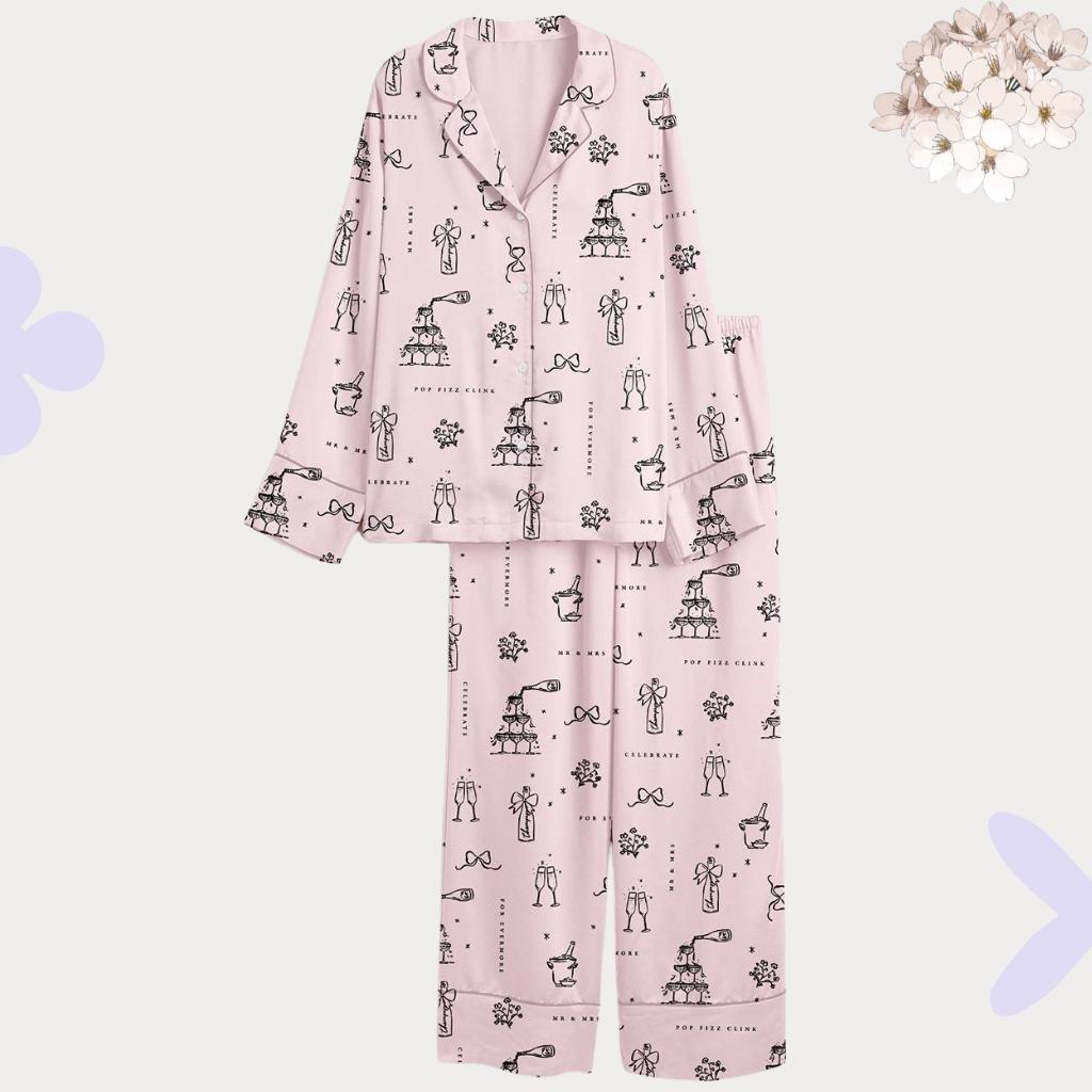 Pink Champagne Pajamas – Bachelorette & Wedding Morning Sleepwear