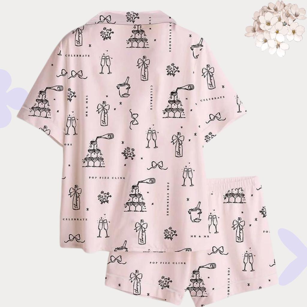 Pink Champagne Pajamas – Bachelorette & Wedding Morning Sleepwear
