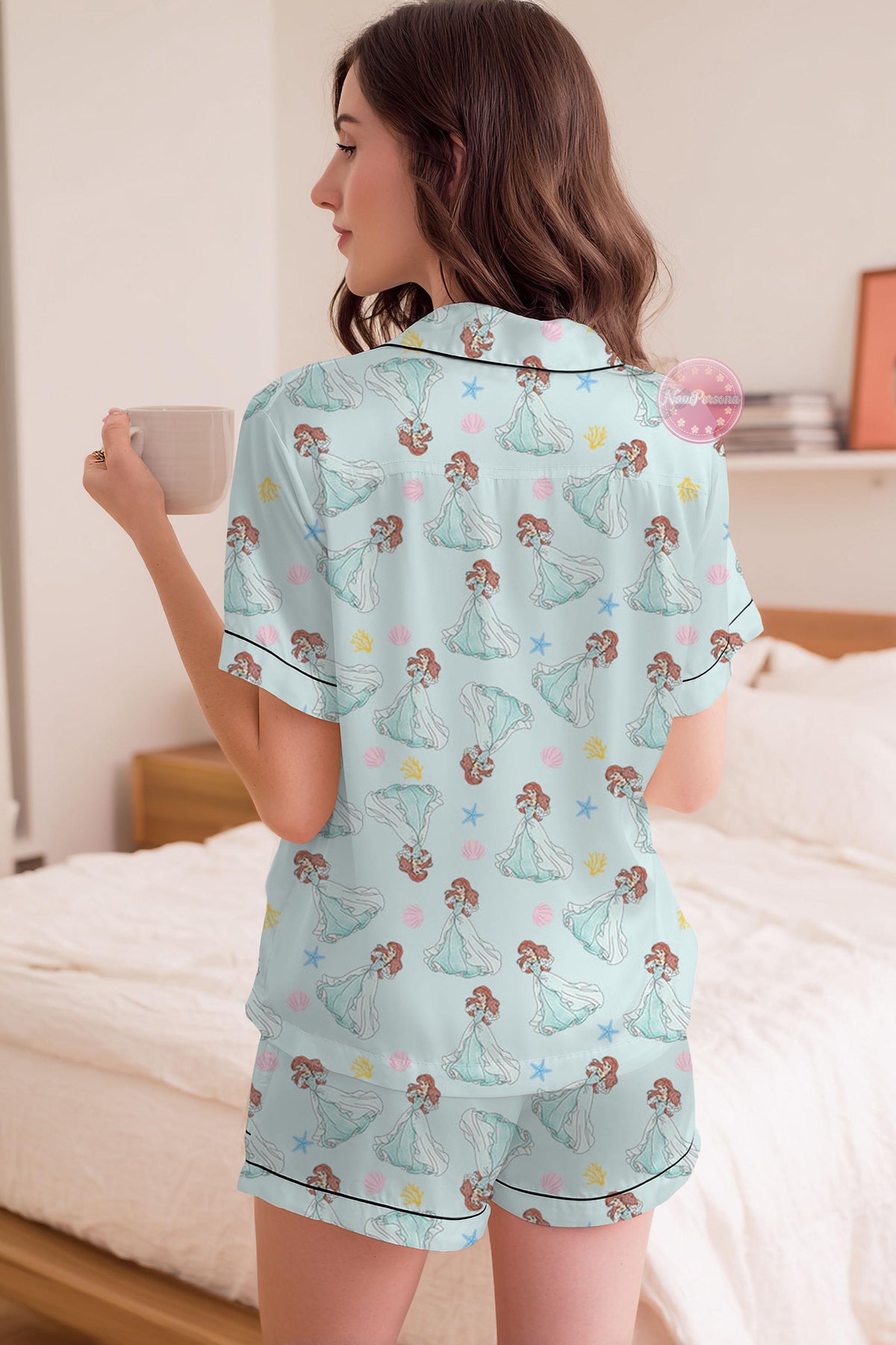 Ariel Mermaid Pajama Set - Disney Princess Pajamas, Little Mermaid Sleepwear for Girls, Coquette Bow Pajamas, Gift for Her, Little Mermaid