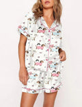 Beach Print Pajama Set: Women's Satin Loungewear