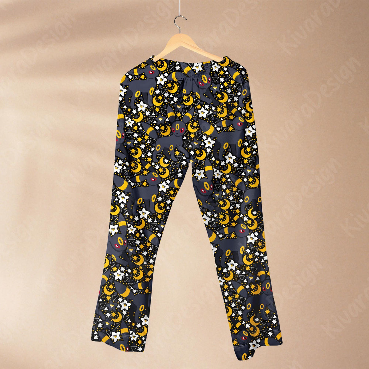 Dark Moon Eeveelutions Pajama Set, Night Sleepwear Polyester Pajamas, Video Game Anime Loungewear Fans
