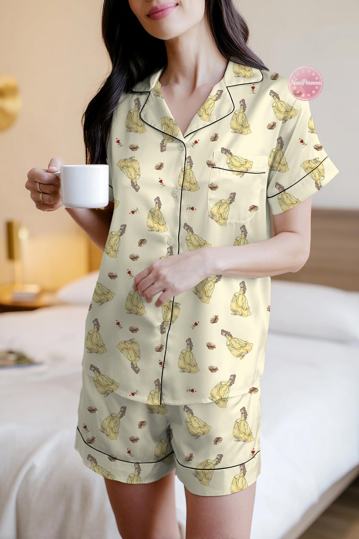 Belle Princess Pajamas Set, Beauty and the Beast Pajamas, Tale as Old as Time Pajamas, Disney Matching Pajamas, Girly Disney Sleepwear