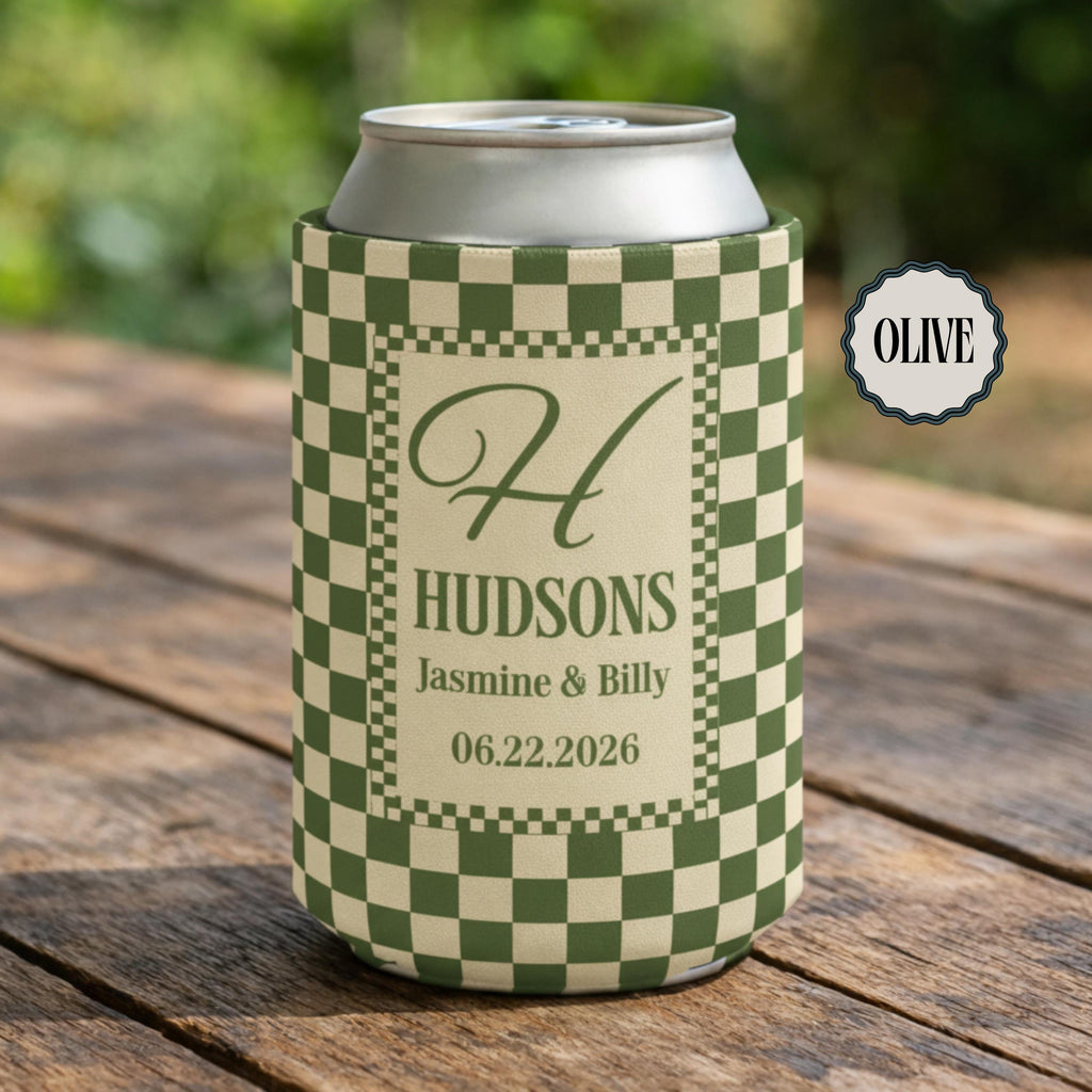 Personalized Wedding Can Coolers, Custom Monogrammed Can Coolers, Custom Can Coolers, Custom Wedding Favors, Party Favors (CZ502)