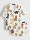 Beach Print Pajama Set: Women's Satin Loungewear