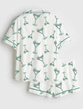 Beach Print Pajama Set: Women's Satin Loungewear