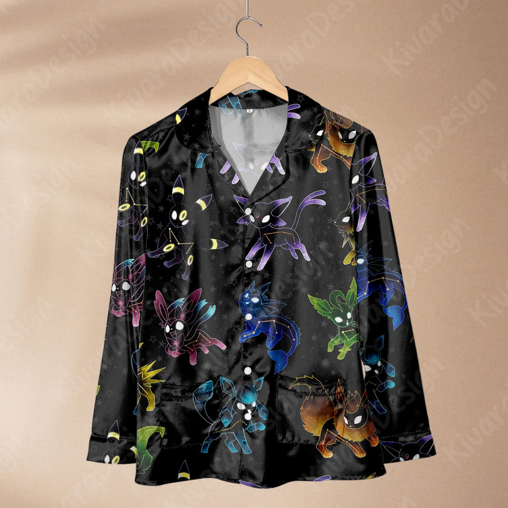 Evolutions Pajama Set, Night Style Sleepwear Polyester Pajamas, Video Game Anime Loungewear Fans