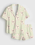 Martini Print Pajama Set – Women's Short Sleeve Sleepwear