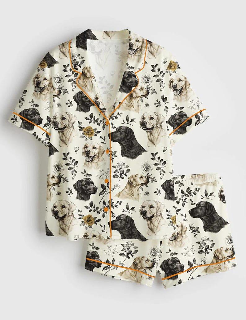 Labrador Pajama Set – Women's Dog Floral Print Sleepwear