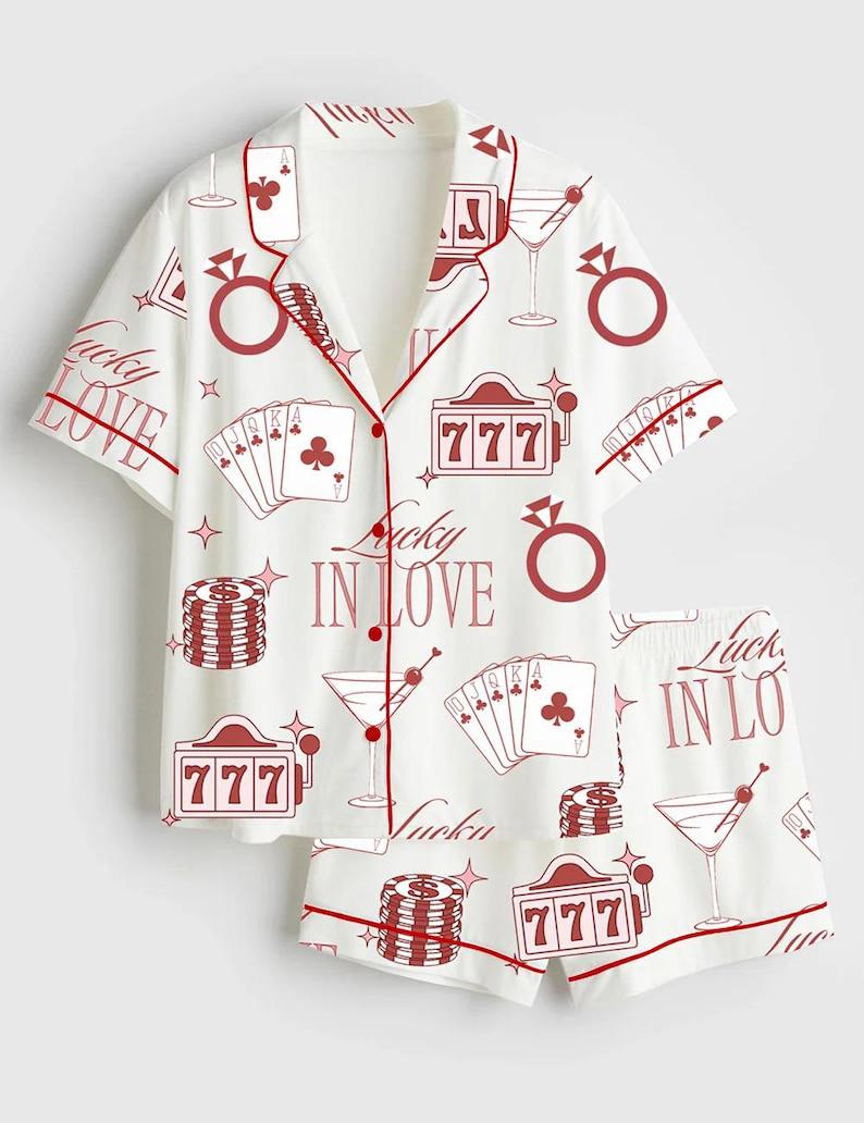 Casino Print Pajama Set – Women's Short Sleeve Sleepwear