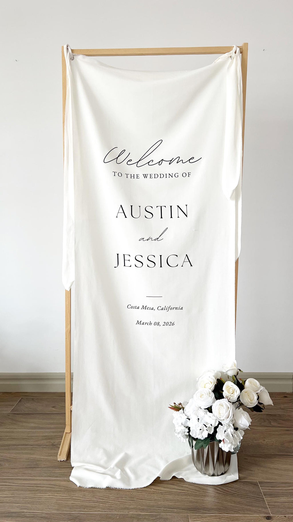 Custom Welcome Sign, Fabric Wedding Sign, Custom Linen Wedding Sign, Linen Wedding Banner, Wedding Decoration, Engagement Party Sign