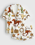 Western Cowboy Pajama Set, Wild West Print, Women's Sleepwear