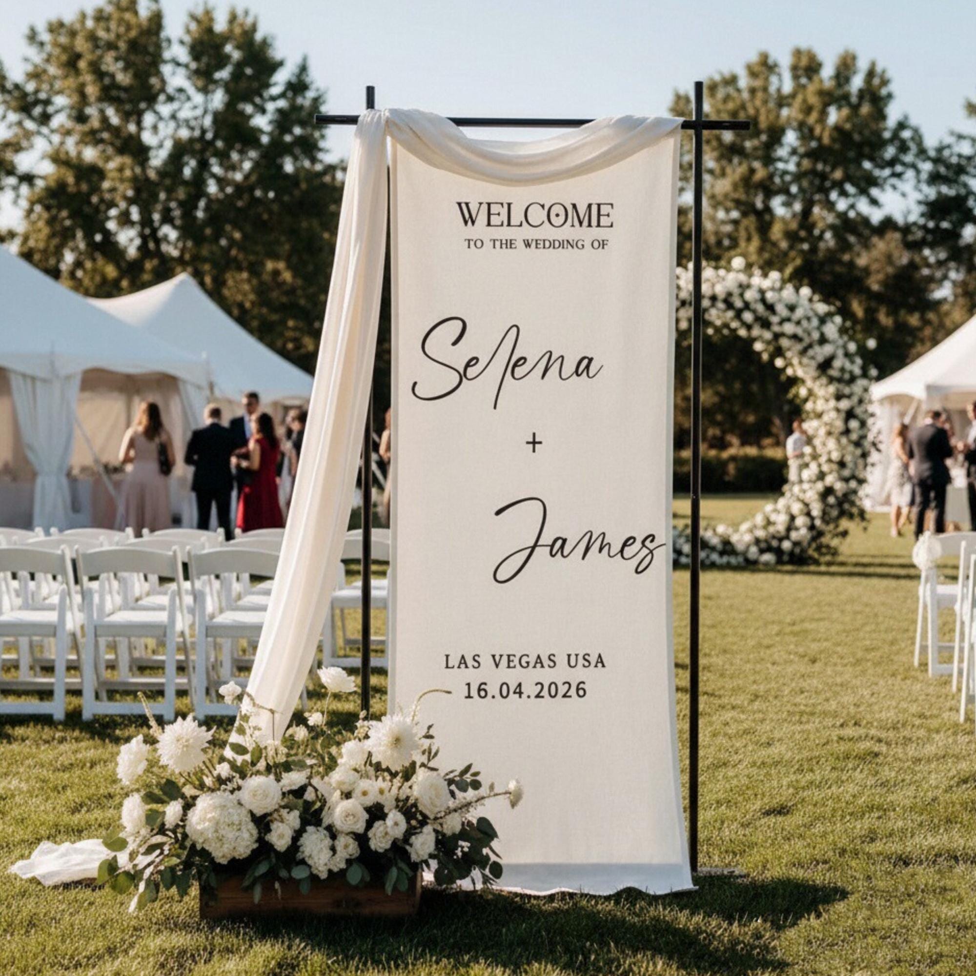 Custom Linen Wedding Sign Fabric Wedding Welcome Sign Boho Wedding Decor