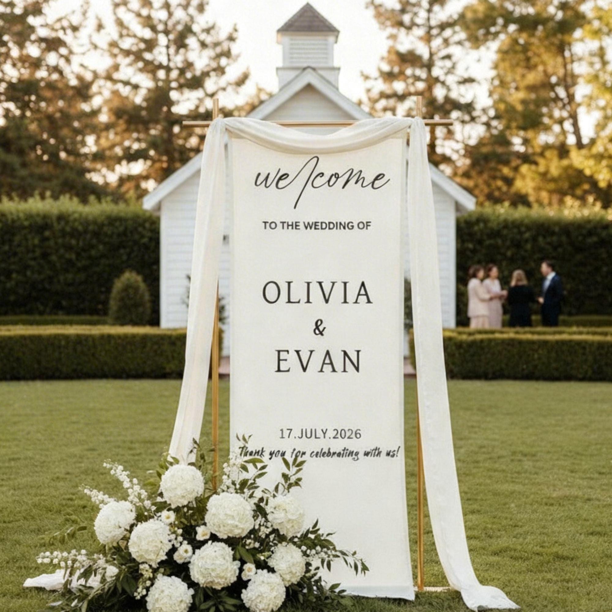 Custom Linen Wedding Sign Fabric Wedding Welcome Sign Boho Wedding Decor