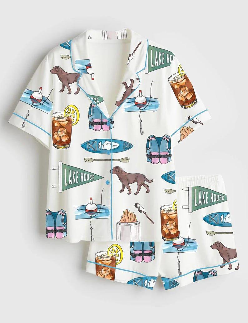 Lake Life Pajamas Women, Summer Vacation Sleepwear, Cabin Weekend PJs Gift