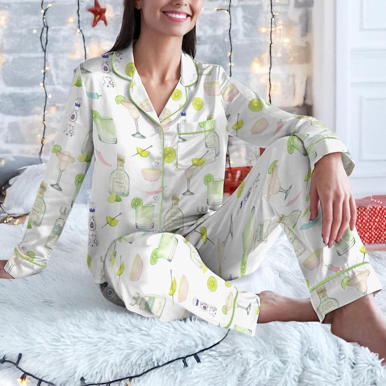 Margarita Pajamas Women, Tequila Party Sleepwear, Girls Night Lounge PJs Gift