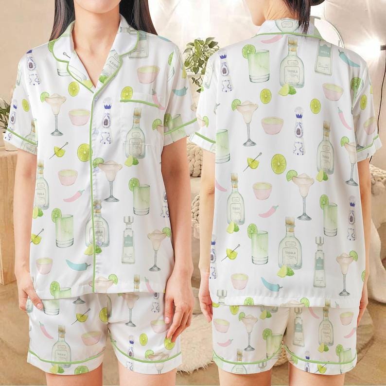 Margarita Pajamas Women, Tequila Party Sleepwear, Girls Night Lounge PJs Gift